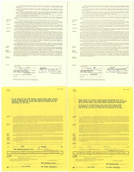 Lot of (4) Don Larsen Player Contracts - 2 Signed (Steiner)